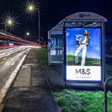 Picture of a bus shelter with advertising screen on the side