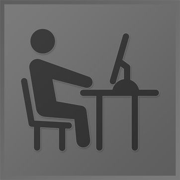 An icon showing a person sitting at a desk with a computer