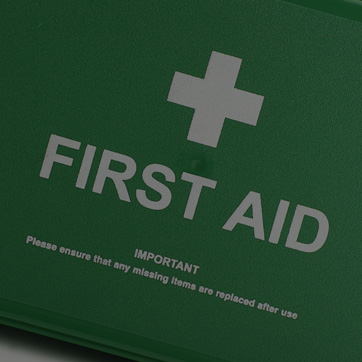 A photograph of a first aid kit